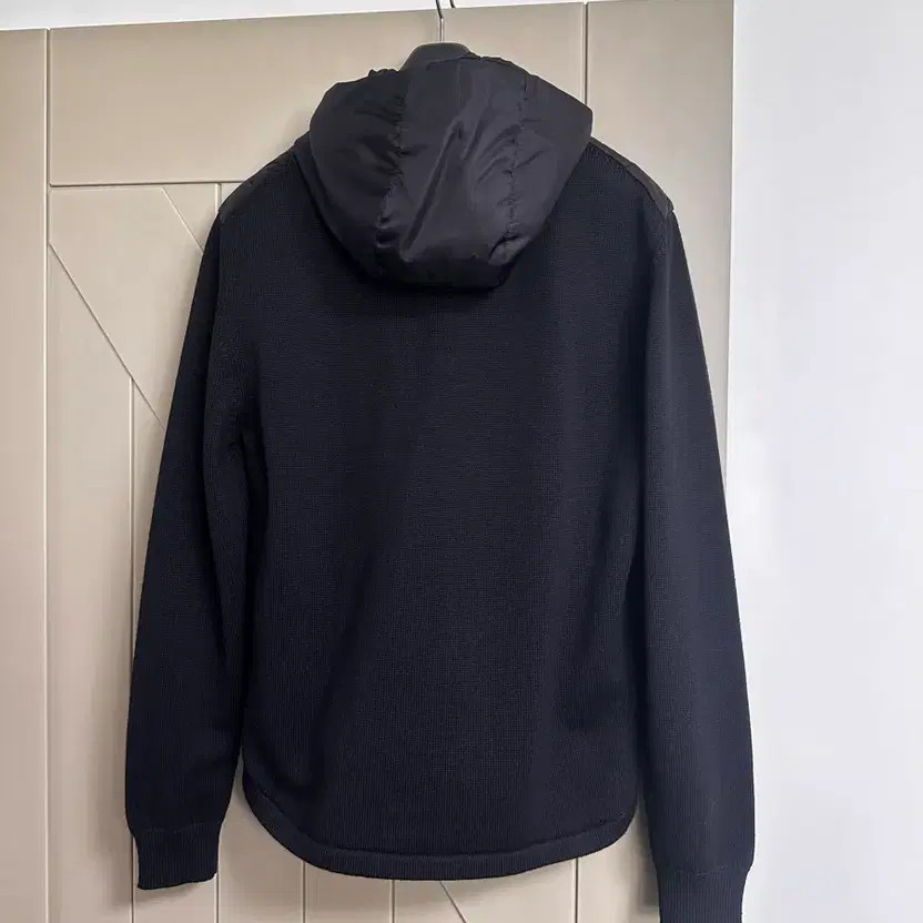 Prada Front Nylon Triangular Logo Knit Hoodie Jacket
