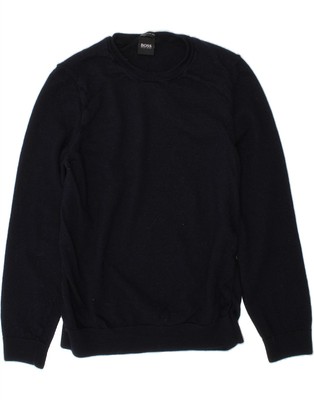HUGO BOSS Jungen Rundhals Pullover Pulli 11-12 Jahre Large dunkelblau Wolle CB08