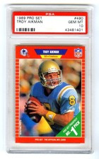 TROY AIKMAN~DALLAS COWBOYS~1989 PRO SET PSA-10 GEM-MT HOT NFL ROOKIE RC CARD#490