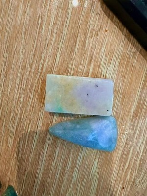 burma jadeite raw stone 86g type A purple yellow green burmese jade 翡翠紫绿黄三彩