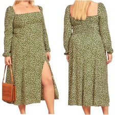 Reformation Sigmund Dress Moiret Polka Dot Midi Slit  Size 14