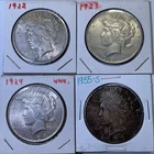 1922 1923 1924 1935-S Peace Dollar Lot of 4