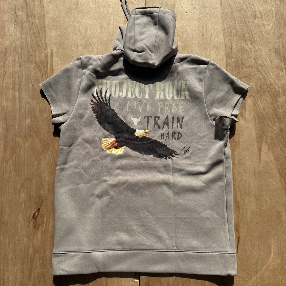 NEW $80 UNDER ARMOUR PROJECT ROCK Q1 SS FLEECE HOODIE BEIGE