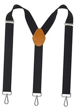 Suspenders for Men 3 Swivel Hooks 1.4 Inch Wide Adjustable Elastic Black
