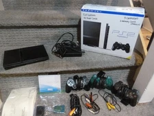 PS2 Console Slim Playstation 2 Black System W/ 3 Controllers + 2 Memory Cards