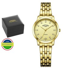 Rotary LB03109/12 Ladies Gold Diamond Set Watch Champagne Dial Bracelet NEW