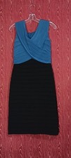 ADRIANNA PAPELL Elegant Blueish/Black Sleeveless Dress Women's Sz 8