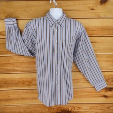 Van Heusen Studio Dress Shirt Mens Size XL Blue Striped 100 Cotton Non Iron