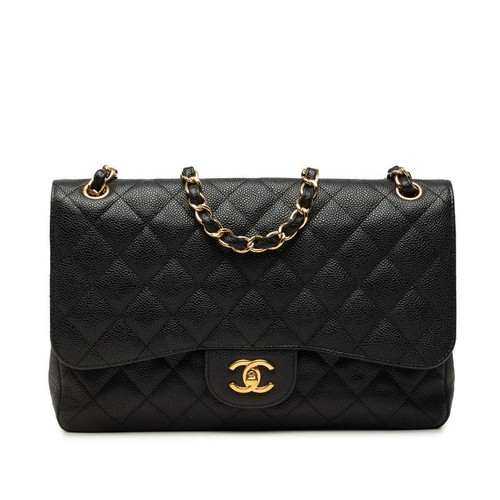 Chanel Coco Mark Matelasse Double Flap Shoulder Bag A58600 Black Gold