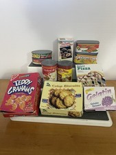 Vintage Pretend Play Kitchen Food Cardboard Boxes Cans Lot of 11