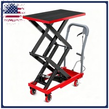 Steel Hydraulic Double Scissor Lift Table Cart 330 Lbs Lifting Height 50 Inches