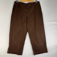 Eileen Fisher Brown Wide-Leg Cropped Pant Women  s Size Medium Minimalist Neutral