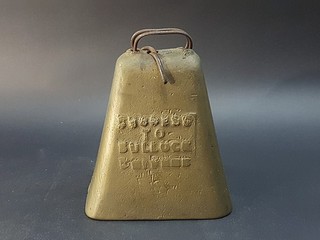 4: V Lge C19th Brass Mastier Melb Success To Bullock Drivers Bell w Iron Clapper