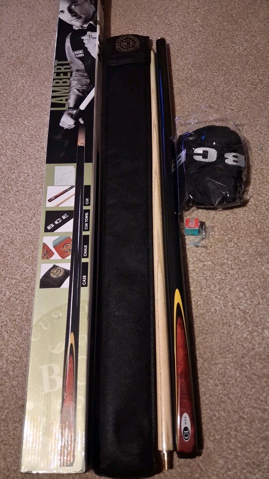 BCE Christophe Lambert 2 Piece Snooker and Pool Cue Wood Starter Pack EXCELLENT 