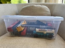 Vintage Train Lot including TYCO transformer, tracks, and bridge accessories