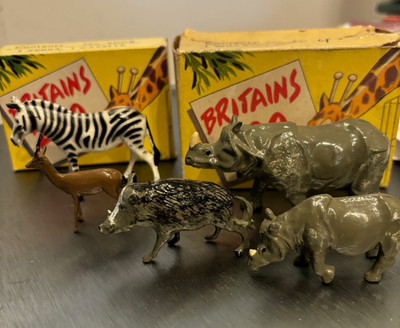 Old Britains Lead Zoo Figures - Two Complete Sets With Original Boxes