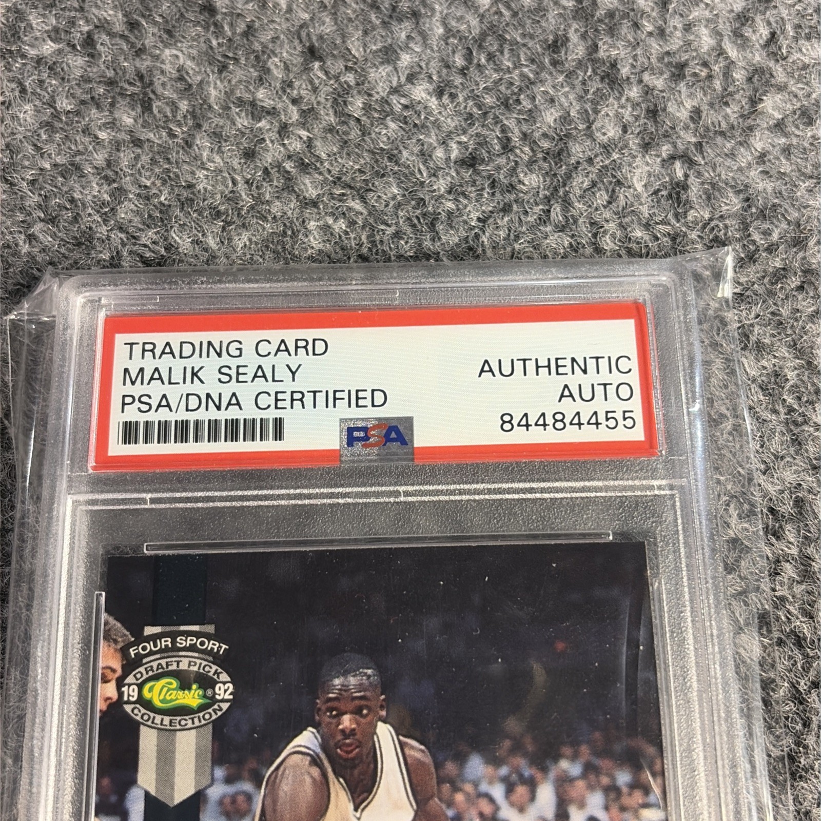 Classic 1992 Four Sport Draft Pick #19 Malik Sealy Autograph /1575 PSA authentic view 3