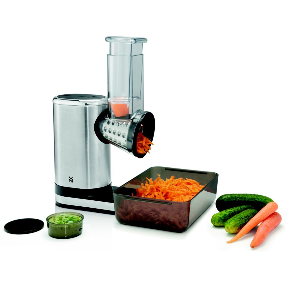 Râpe légumes électrique WMF 150W avec 5 cônes interchangeables pour une cuisine saine