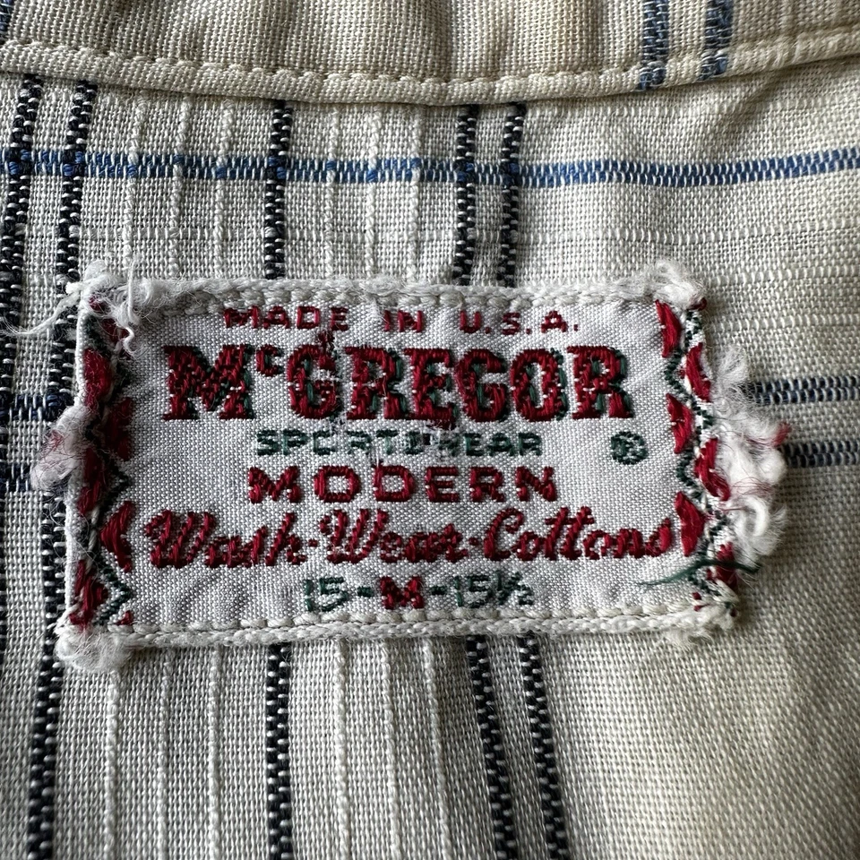 Camisa corta True Vintage años 60 McGregor cuello bucle para hombre mediana 15,5 crema a cuadros Foto 4 de 4