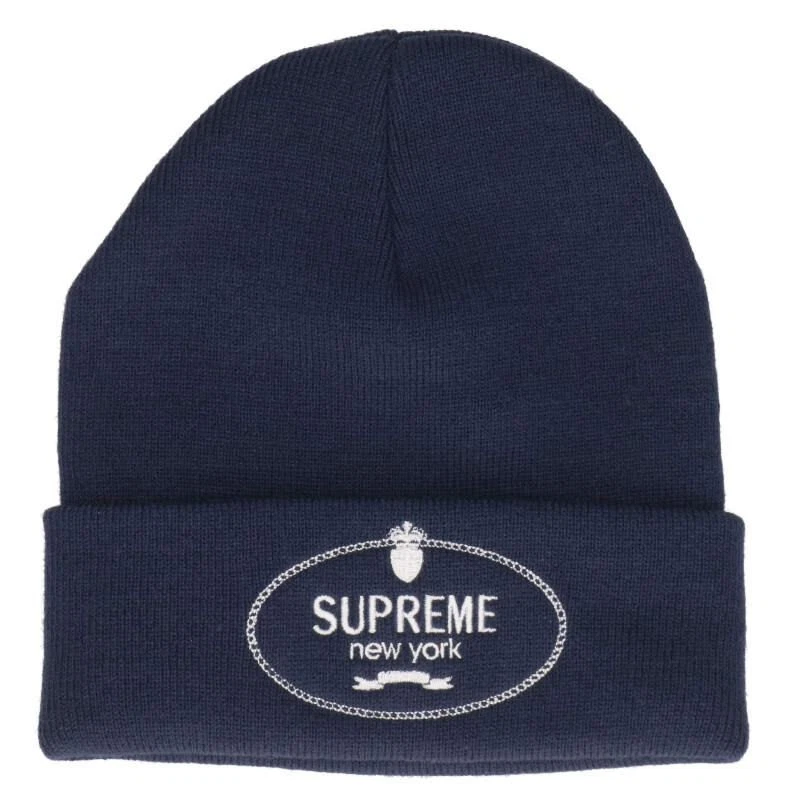 Casquette bonnet logo écusson Supreme 24Aw bleu marine 902052 Hj12 Bb51 H2258