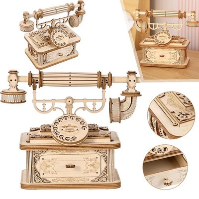3D Holzpuzzle Retro Telefon Modellbausatz Bausatz Vintage Mechanisches Puzzle