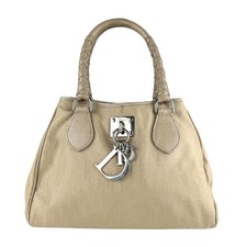 Borsa a mano Christian Dior originale beige in tela di nylon/tono argento - z...