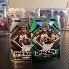 Panini Prizm Emergent base and green 2025 Rookie Jayden Higgins 2 Card Lot