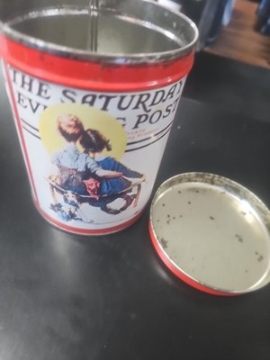 The Saturday Evening Post Metal Round Empty Tin Can W/ Lid