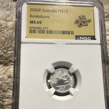 Australia 2026 $15 Kookaburra 1/10 oz Platinum NGC MS69 Cert 8704082-077 2399.90 per troy oz