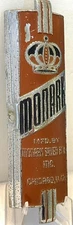 vintage MONARK Silver King Head BADGE tag tall red