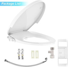 19" Non-Electric Bidet Toilet Seat for Elongated Toilets Dual Nozzle Manual