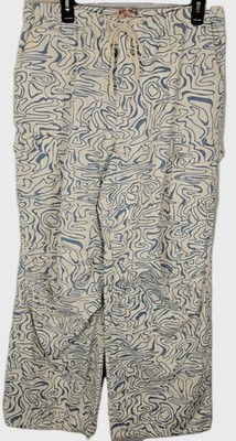 Bailey Rose Cargo Wide Leg Pants Women s Sz L Drawstring Waist Ankle Cream Blue 