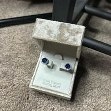 Nanette Lepore Royal Blue Cubic Zirconia Sterling Silver Earrings