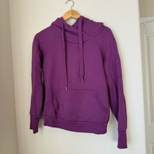 NSF Women  s Plum Distressed Hoodie Made in USA Raw Hem Premium Sweatshirt Small