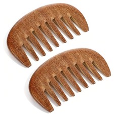 2 Pack Wide Tooth Wooden Comb, Sandalwood Scalp Massage and Detangling Hair C...