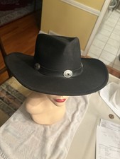Men’s/Women’s Black Western Cowboy Hat Size-M Leather Strap & 5-Silver Accents.