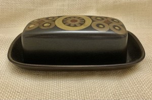 Vtg Denby Stoneware Butter Dish Arabesque 1960's Samorkand MCM