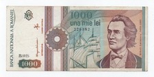 ROMANIA 1000 LEI 1991 PICK 101 LOOK SCANS