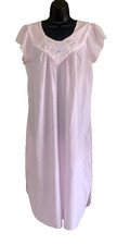Vtg Pink Nightgown Lawn Embroider Lace Collar 100 Cotton Cottage Barbizon Sz M