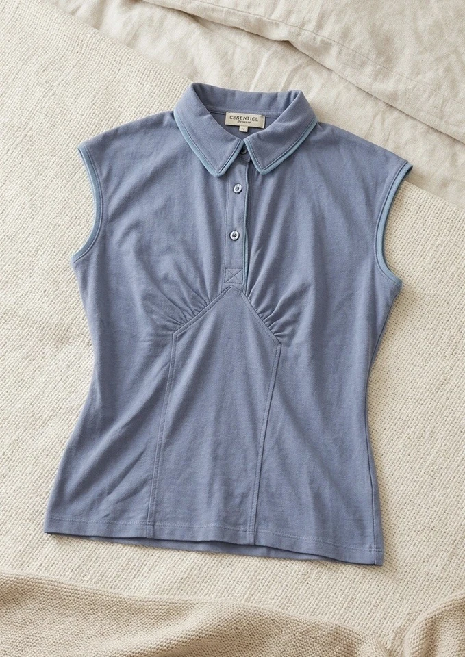 Essentiel Antwerp Top Polo Bleu M/38 Sans Manches Chic - Photo 1/4