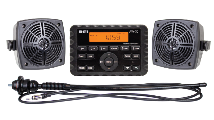 NEW AW-30 Mini-Bluetooth Radio Kit with Two 4” Weatherproof Speakers and
