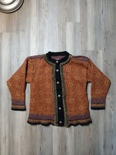 Vintage Norwear Nordic Button Down Cardigan Sweater Women Size Medium Wool