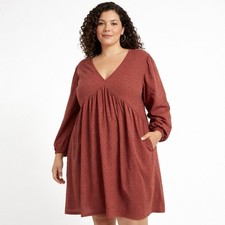 OLD NAVY Swiss Dot Long Sleeve Babydoll Dress Pockets NWT Plus 3X