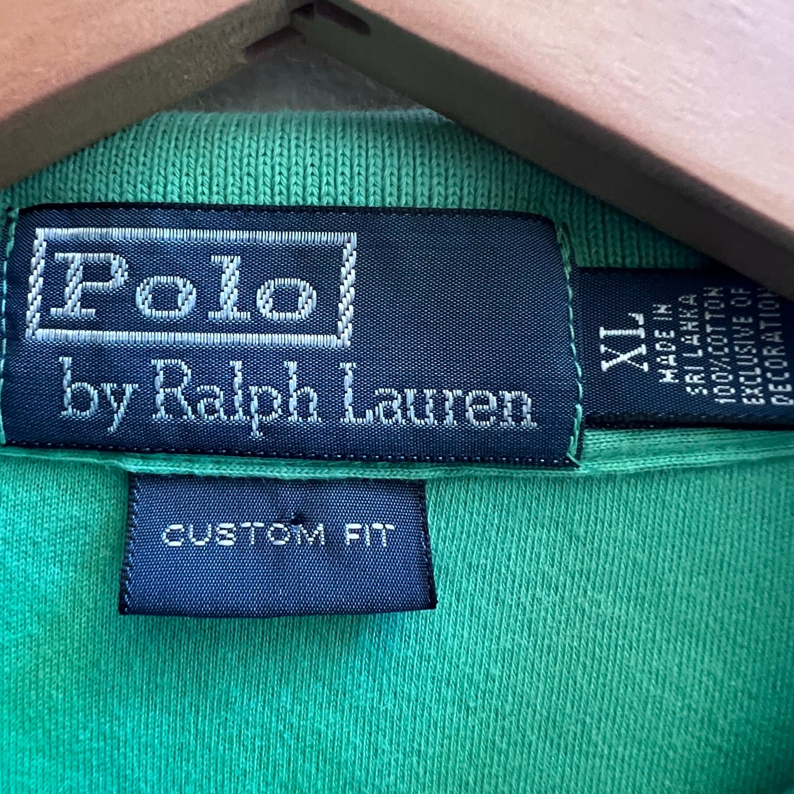Polo Ralph Lauren uomo camicia casual verde vestibilità personalizzata arancione pony manica corta XL