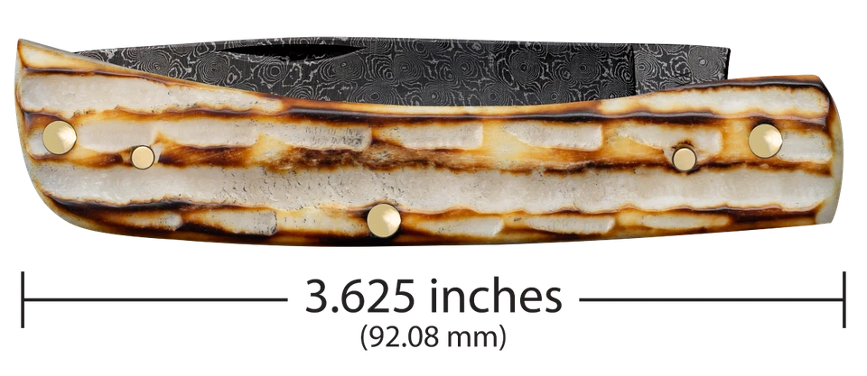 Case xx Knife Sodbuster Jr Burnt Natural Bone 27235 Damascus Pocket Knives - Image 3 of 3