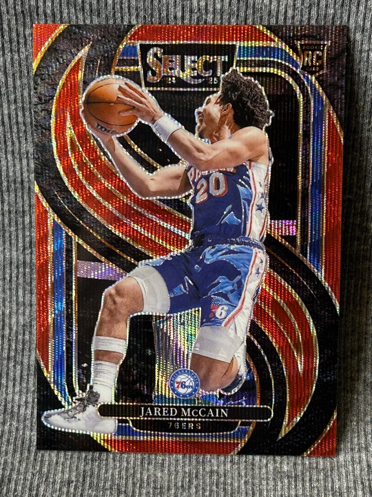 2024-25 Panini Select - Premier Level Jared McCain #184 Red Wave Prizm (RC) A489