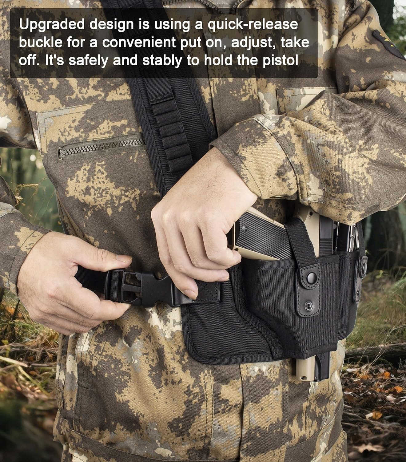 Universal Chest Holster for Pistols，Shoulder For 44to 58 breast, black 