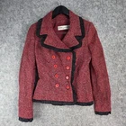 Vintage Ivoire De Balmain Paris Jacket Womens 10 Red Double Breasted Wool