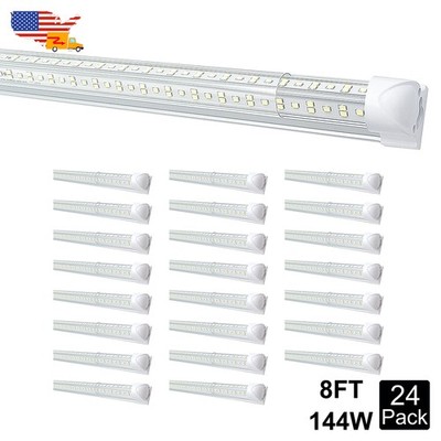 24 Pack Plug in and Play T8 8Ft Led Shop Lights Fixtures 144W 18000Lms 6500K 8'