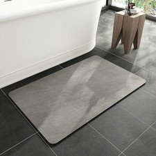 Bath Mat Non Slip Rubber Backing Quick Dry Absorbent Faux Suede 16x24 Gray